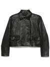 Maje Cropped Leather Jacket In Black