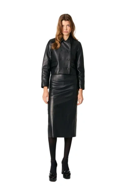 MAJE MAJE CROPPED LEATHER JACKET