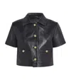 Maje Cropped Leather Jacket In Black