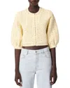Maje Cropped Rhinestone Crochet Cardigan In Yellow
