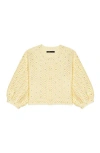 Maje Cropped Rhinestone Crochet Cardigan In Yellow