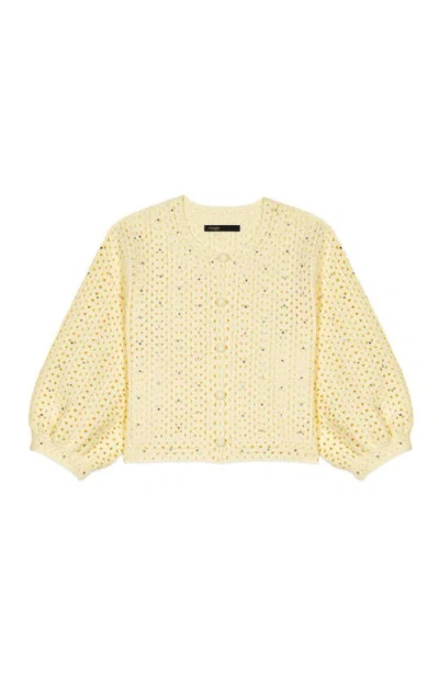 MAJE MAJE CROPPED RHINESTONE CROCHET CARDIGAN