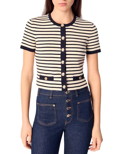 MAJE CROPPED RIB KNIT CARDIGAN