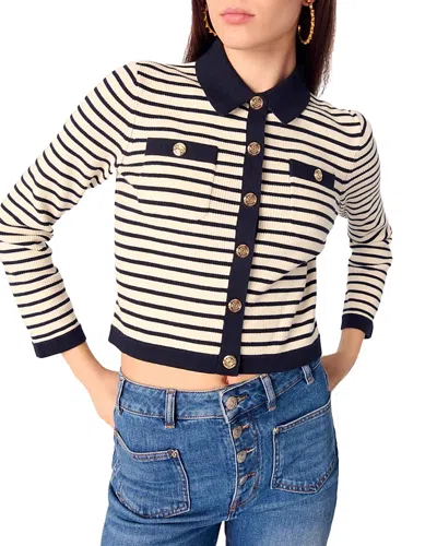 MAJE CROPPED RIB KNIT SHIRT COLLAR CARDIGAN