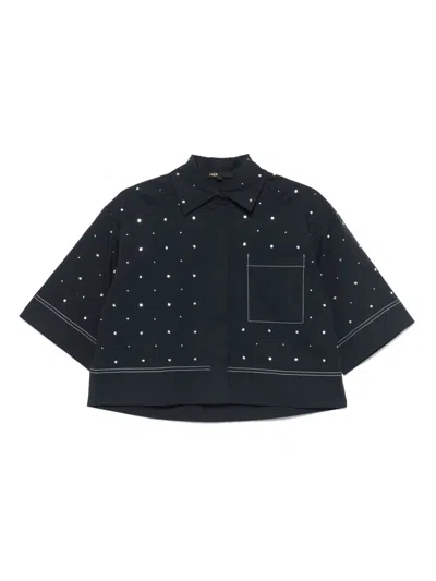 Maje Cropped Shirt In Blue