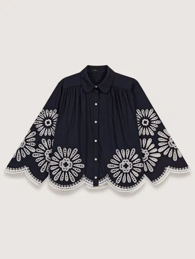 MAJE CROPPED SHIRT WITH CROCHET DETAIL