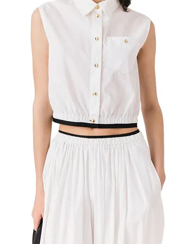 Maje Cropped Sleeveless Shirt In White