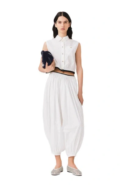 Maje Cropped Sleeveless Shirt In White