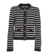 Maje Striped Round-neck Cardigan In Black