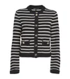 Maje Striped Round-neck Cardigan In Black