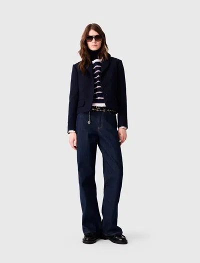 Maje Cropped Suit Jacket In Navy