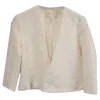 Maje Cropped Textured Jacket In White Cotton In White