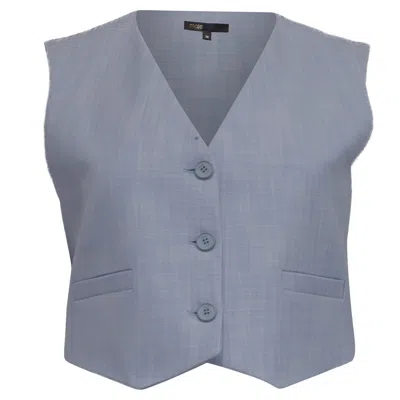 Maje Cropped Vest In Light Blue Viscose In Burgundy