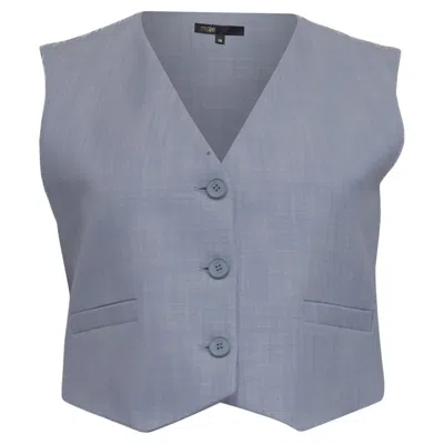 Pre-owned Maje Cropped Vest In Light Blue Viscose