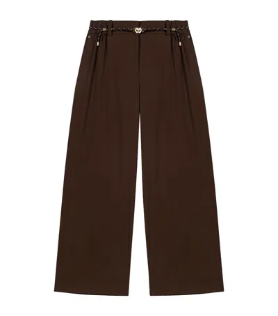 Maje Cropped Wide-leg Trousers In Brown