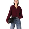 Maje Cropped Wool-blend Cardigan In Burgundy