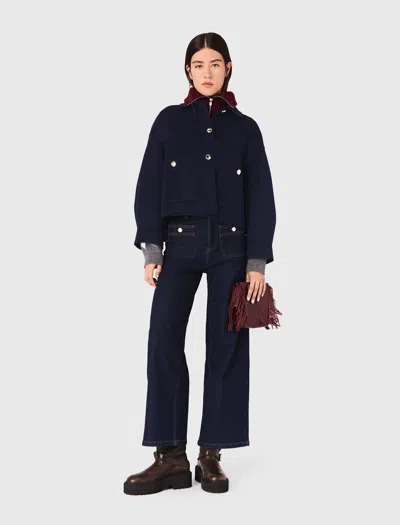 Maje Veste Courte En Laine In Blue