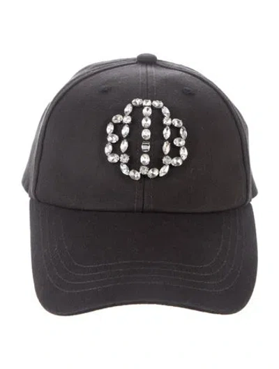 Pre-owned Maje Crystal Embellished Baseball Hat In Black