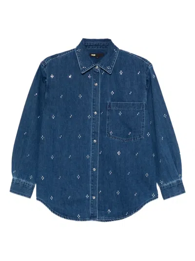 Maje Crystal-embellished Buttoned Shirt In Blue