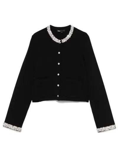 Maje Crystal-embellished Cardigan In Black