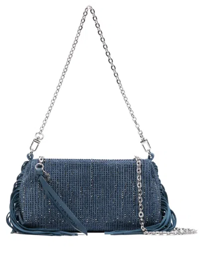 Maje Crystal-embellished Cross Body Bag In Bleus