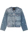 MAJE CRYSTAL-EMBELLISHED DENIM JACKET