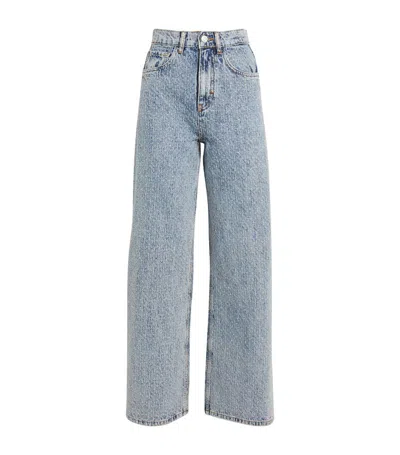 Maje Rhinestone Xl Mid-rise Straight-leg Jeans In Blue