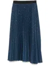Maje Rhinestone Pleated Midi Skirt In Blue