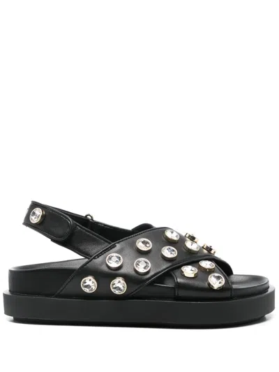 Maje Crystal-embellished Sandals In Black