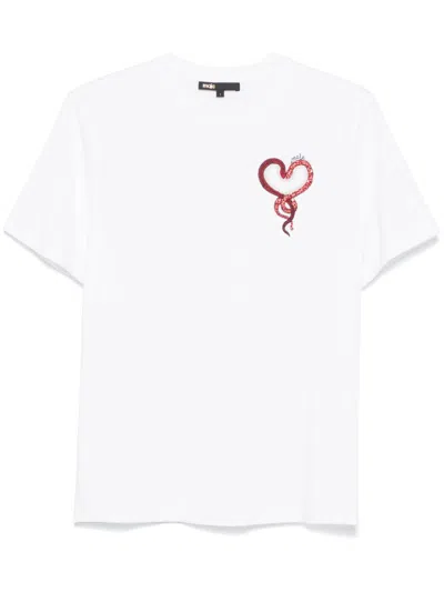 Maje Crystal-embellished T-shirt In White / Red
