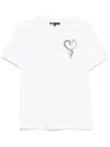 Maje Womens Heart-embellished Short-sleeved Cotton-jersey T-shirt Bicolore In White
