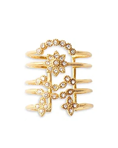 Maje Crystal Multirow Cuff Statement Ring In Gold