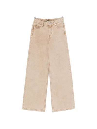 Maje Crystal-embellished Straight-leg Jeans In Brown