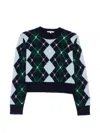 Maje Argyle Jumper With Rhinestones In Multi
