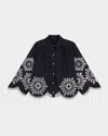 Maje Broderie Anglaise-detail Shirt In Navy