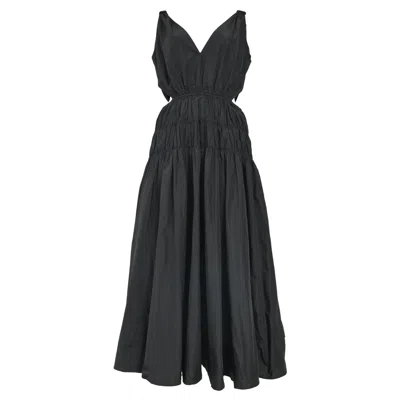 Maje Cut-out Detail Midi Dress In Black Polyester