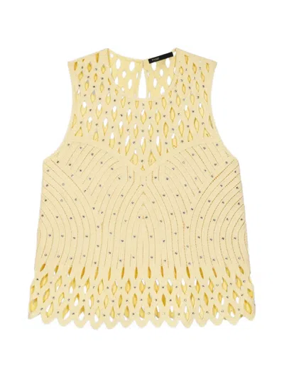 Maje Crocheted Rhinestone Top In Neutral