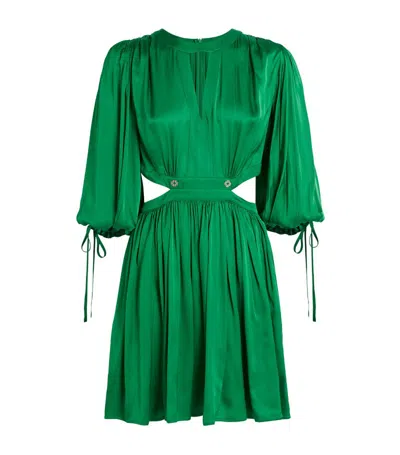 Maje Cut-out Satin Midi Dress In Green