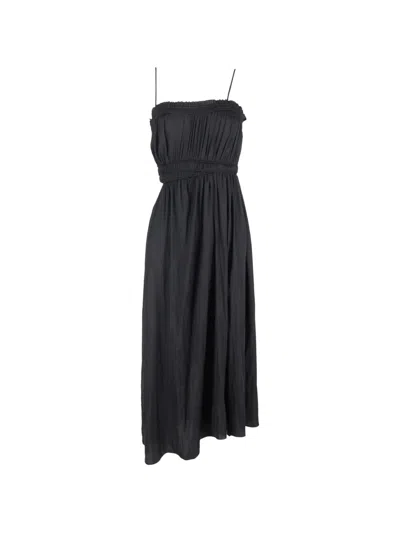 Pre-owned Maje Cut-out Shirred Midi Dress In Black