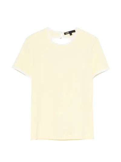 Maje Cut-out Short-sleeve Top In Yellow