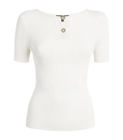 Maje Cut-out Ribbed Top In White