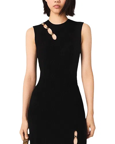 Maje Womens Black Ribbed Cut-out Stretch-knit Maxi Dress