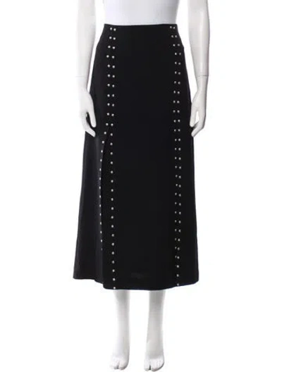 Pre-owned Maje Cutout Accent Midi Length Skirt In Black