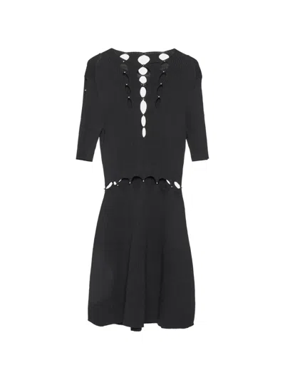 Pre-owned Maje Cut-out Beaded Dress In Black