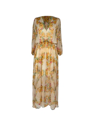 Pre-owned Maje Cutout Floral-print Maxi Dress In Neutrals