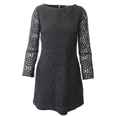 Maje Cutout Lace Mini Dress In Black Cotton