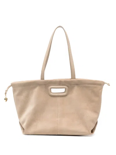 Maje Cutout Leather Shoulder Bag In Neutral