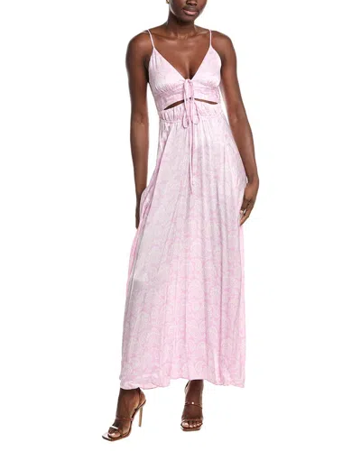 Maje Cutout Waist Maxi Dress In Pink
