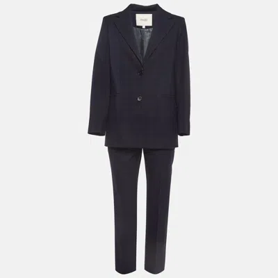 Pre-owned Maje Dark Blue Twill Plaid Suit S