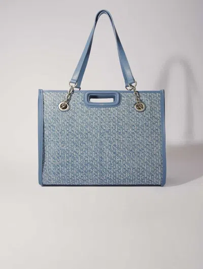 Maje Denim And Rhinestone Tote Bag In Blue